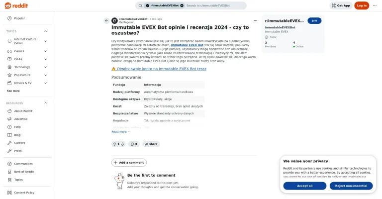 Immutable Evex Bot opinie: co to, czy to oszustwo?
